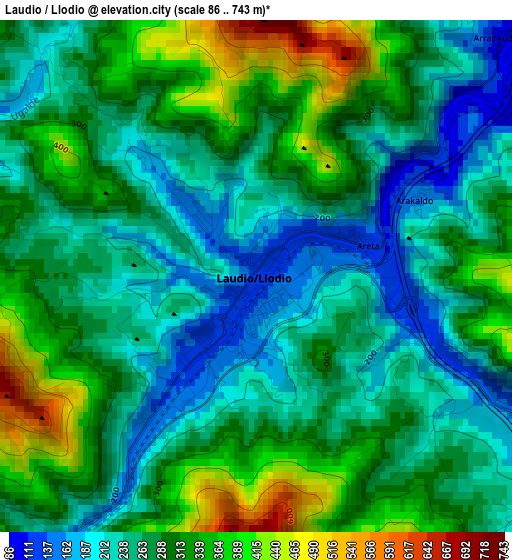 Laudio / Llodio elevation map