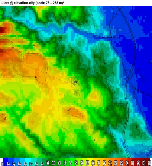 Llers elevation map