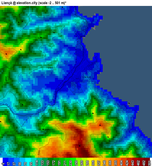 Llançà elevation map