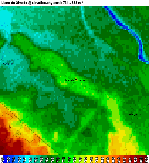 Llano de Olmedo elevation map