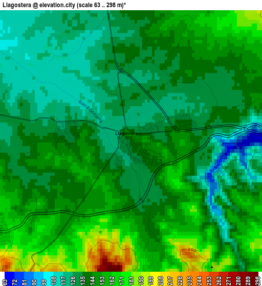 Llagostera elevation map