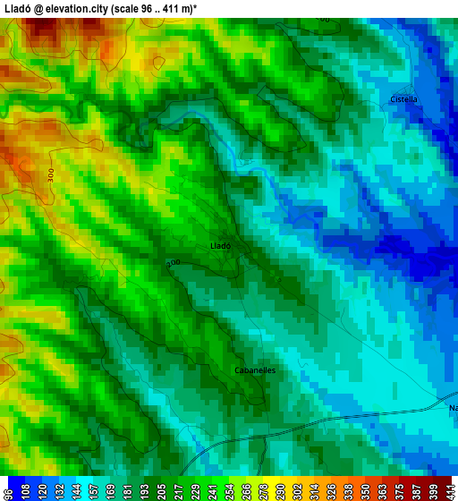 Lladó elevation map