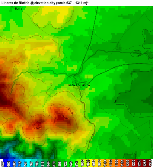 Linares de Riofrío elevation map