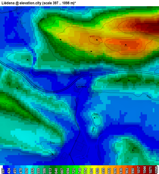 Liédena elevation map