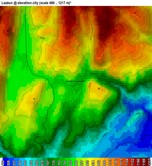 Lezáun elevation map