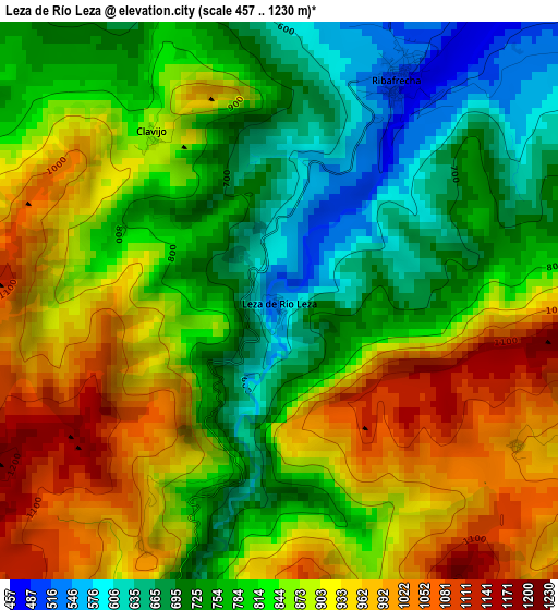 Leza de Río Leza elevation map