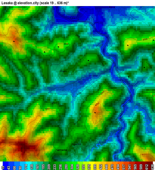 Lesaka elevation map