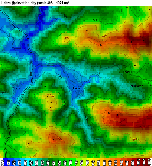 Leitza elevation map