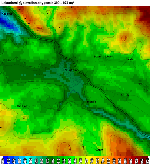 Lekunberri elevation map