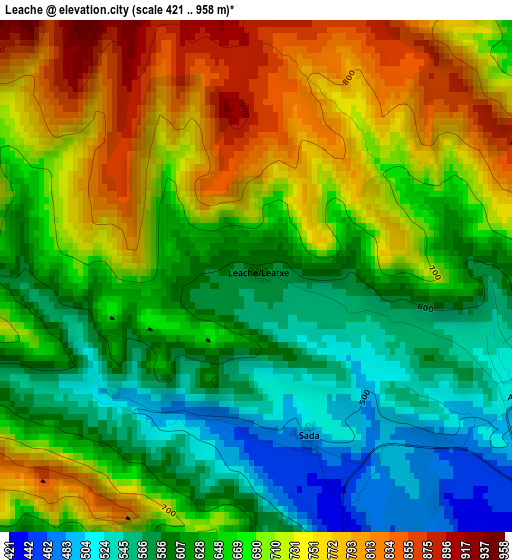 Leache elevation map