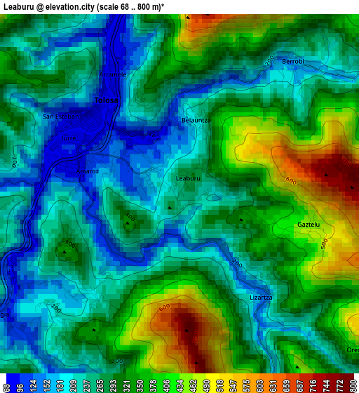 Leaburu elevation map