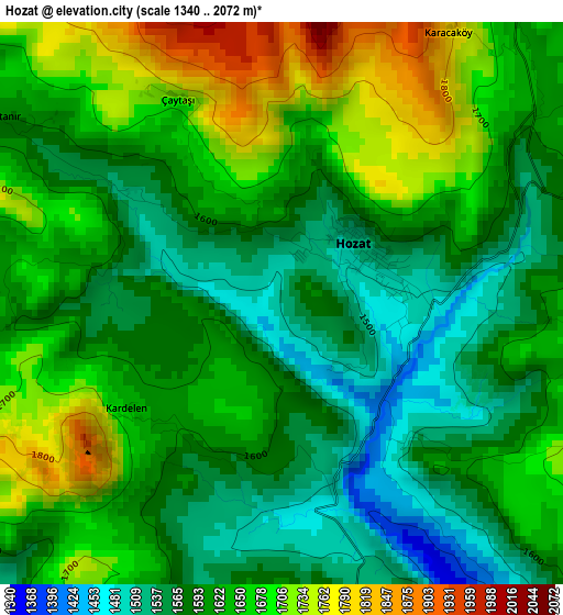 Hozat elevation map