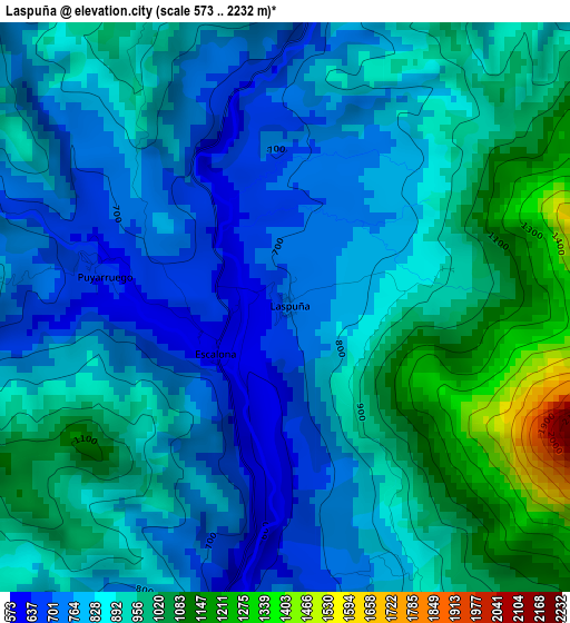 Laspuña elevation map