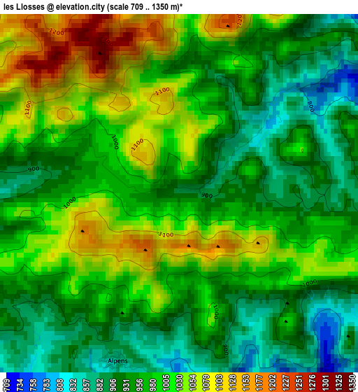 les Llosses elevation map