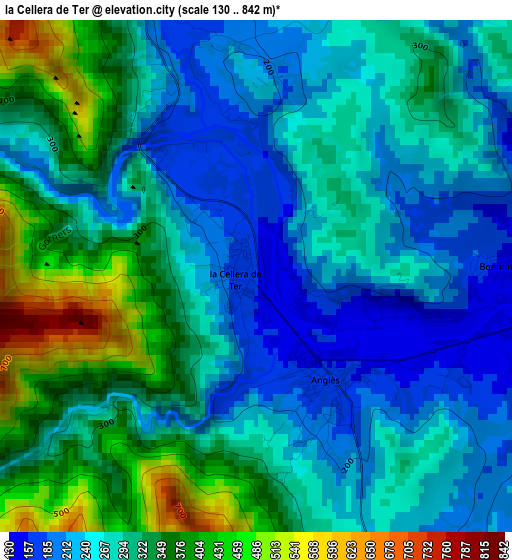 la Cellera de Ter elevation map