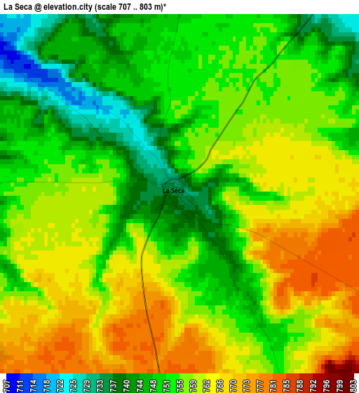 La Seca elevation map