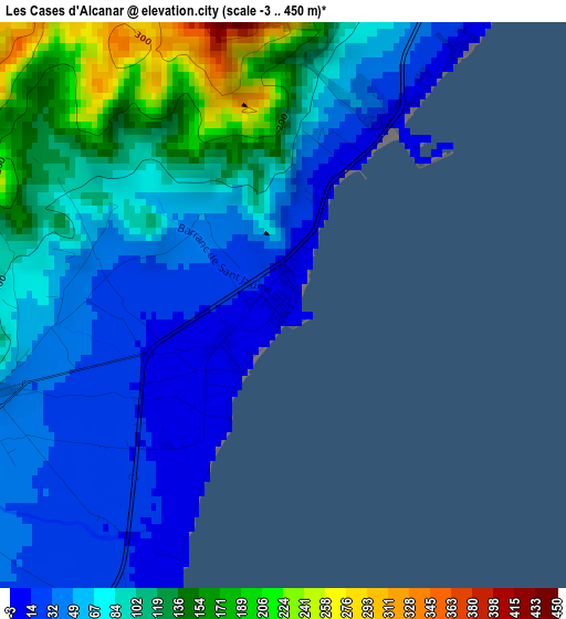 Les Cases d'Alcanar elevation map