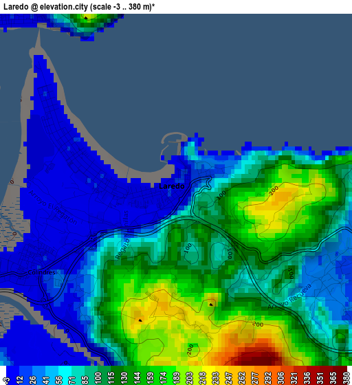 Laredo elevation map