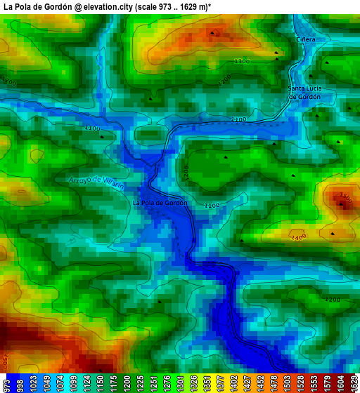 La Pola de Gordón elevation map