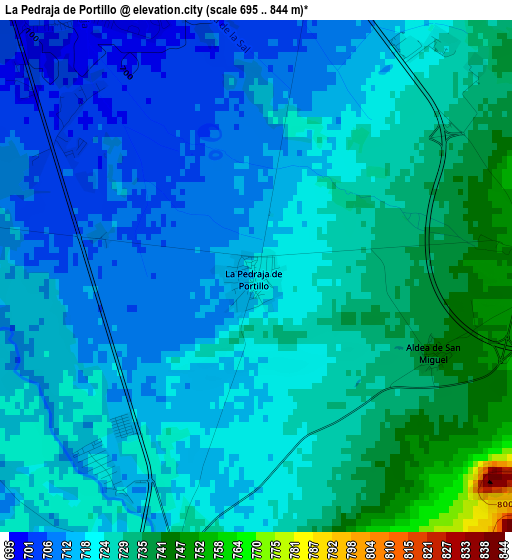 La Pedraja de Portillo elevation map