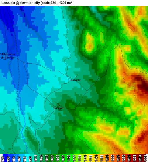 Lanzuela elevation map