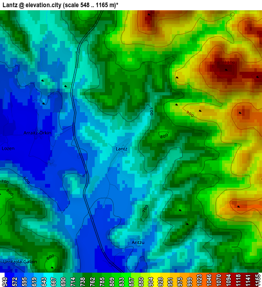 Lantz elevation map