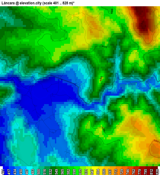 Láncara elevation map