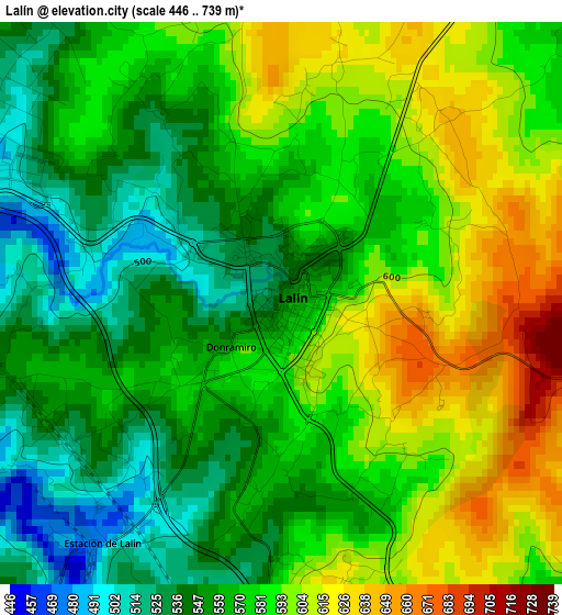 Lalín elevation map