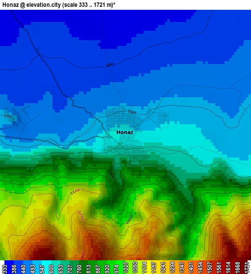 Honaz elevation map