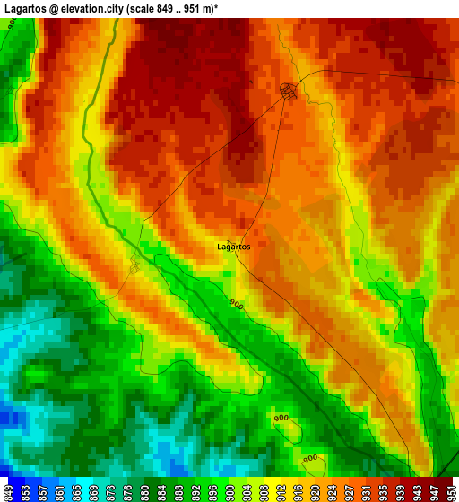 Lagartos elevation map