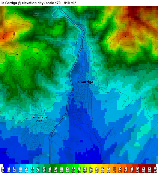 la Garriga elevation map