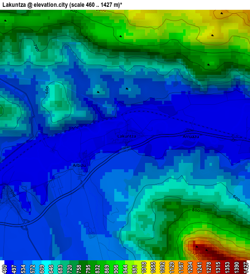 Lakuntza elevation map