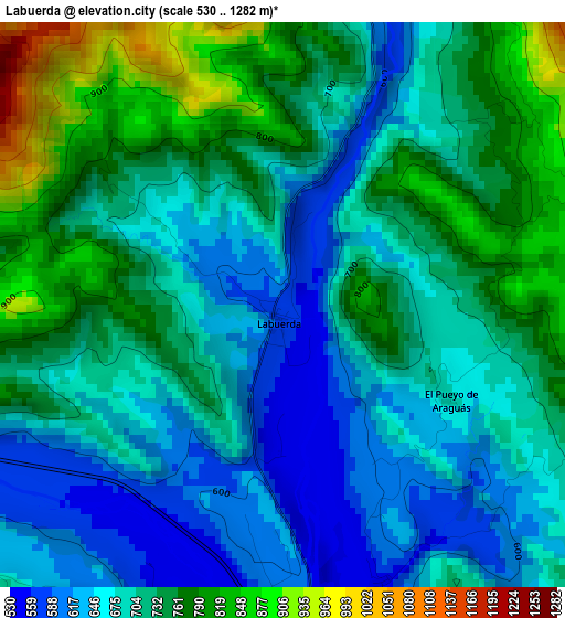 Labuerda elevation map