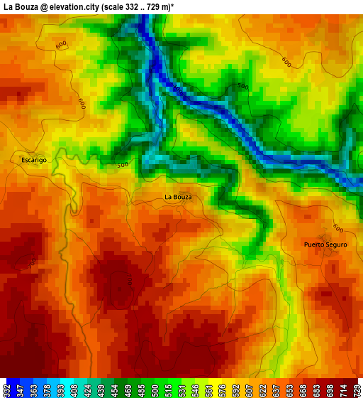 La Bouza elevation map