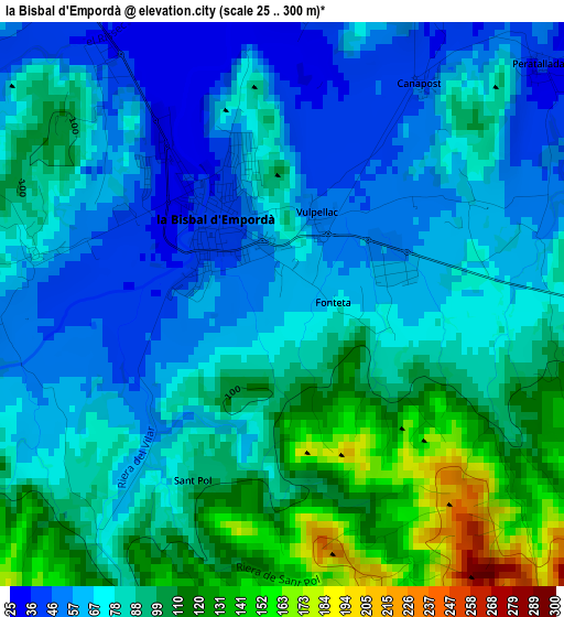 la Bisbal d'Empordà elevation map