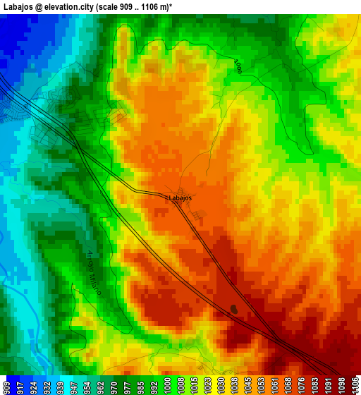 Labajos elevation map