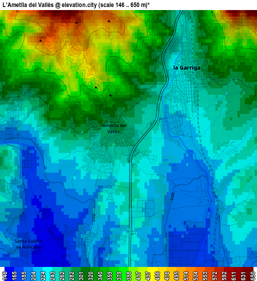 L'Ametlla del Vallès elevation map