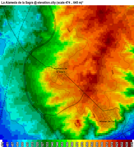 La Alameda de la Sagra elevation map