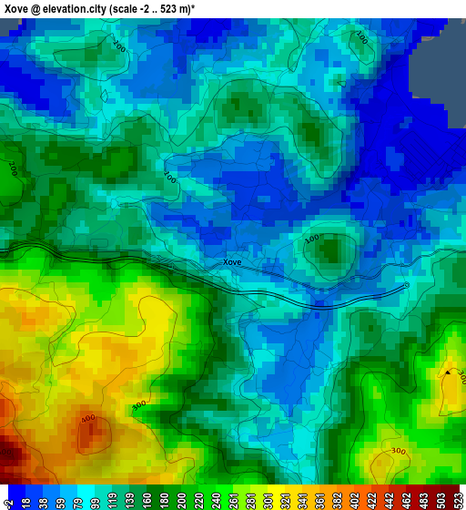 Xove elevation map