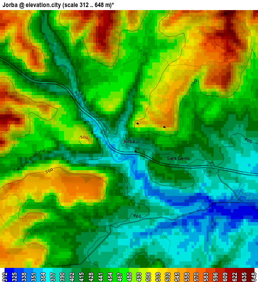 Jorba elevation map