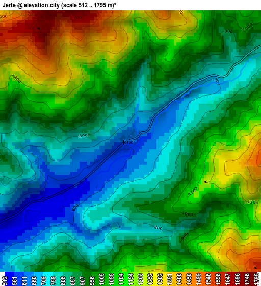 Jerte elevation map