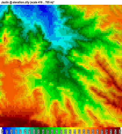 Jaulín elevation map