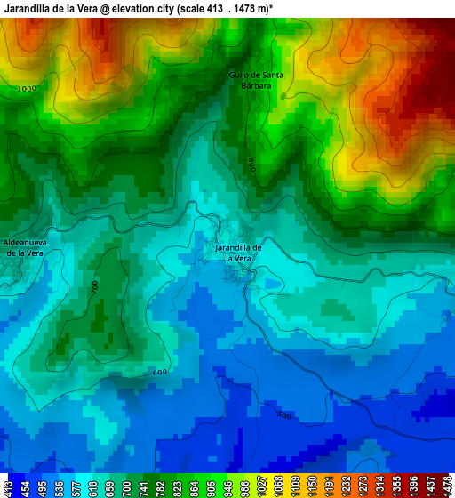 Jarandilla de la Vera elevation map