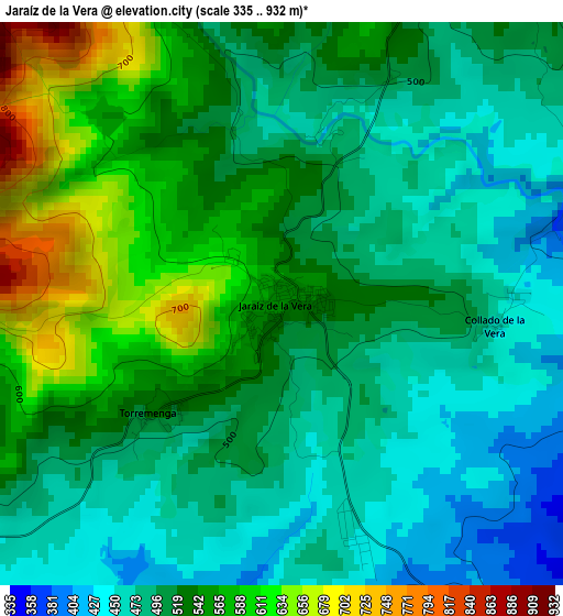 Jaraíz de la Vera elevation map