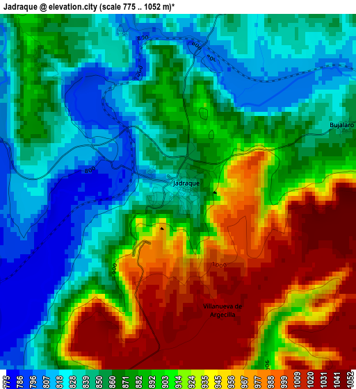 Jadraque elevation map