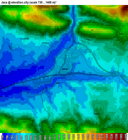 Jaca elevation map