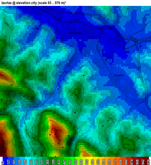 Izurtza elevation map