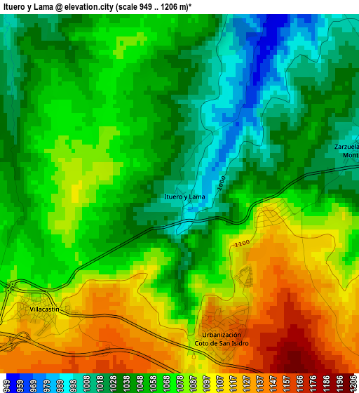 Ituero y Lama elevation map