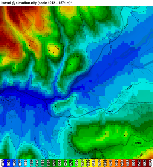 Isòvol elevation map