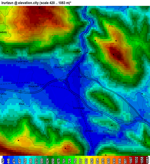 Irurtzun elevation map